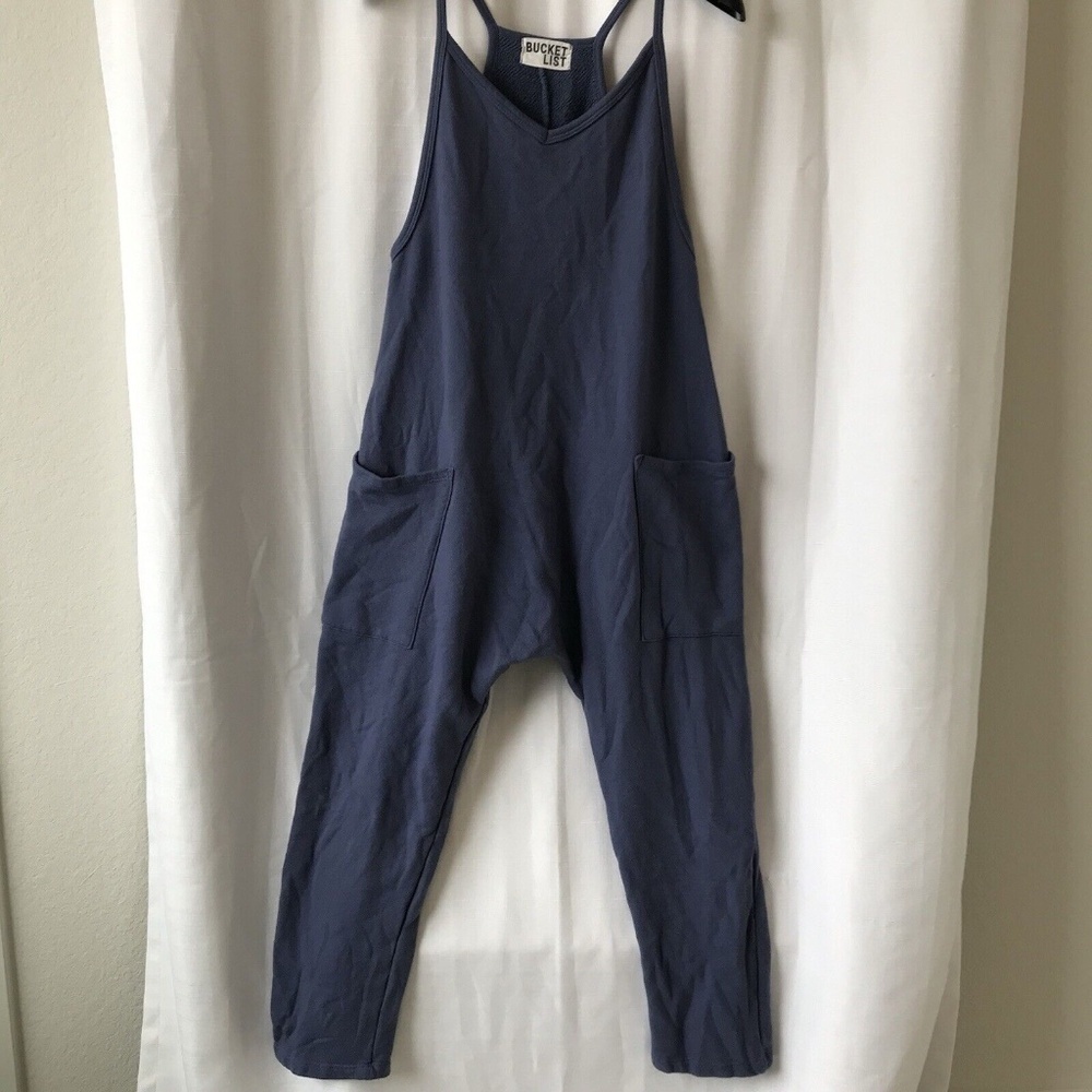 BUCKETLIST Tank Style Jumpsuit Blue Size Medium - Picture 2 of 15